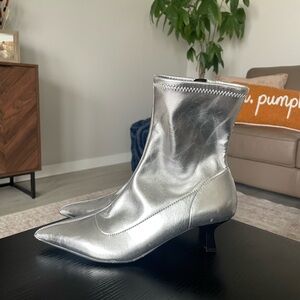 Journee Collection Shiny Silver Heeled Boots